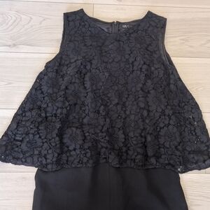Beams Heart Black Lace sleeveless overlay jumpsuit size 1